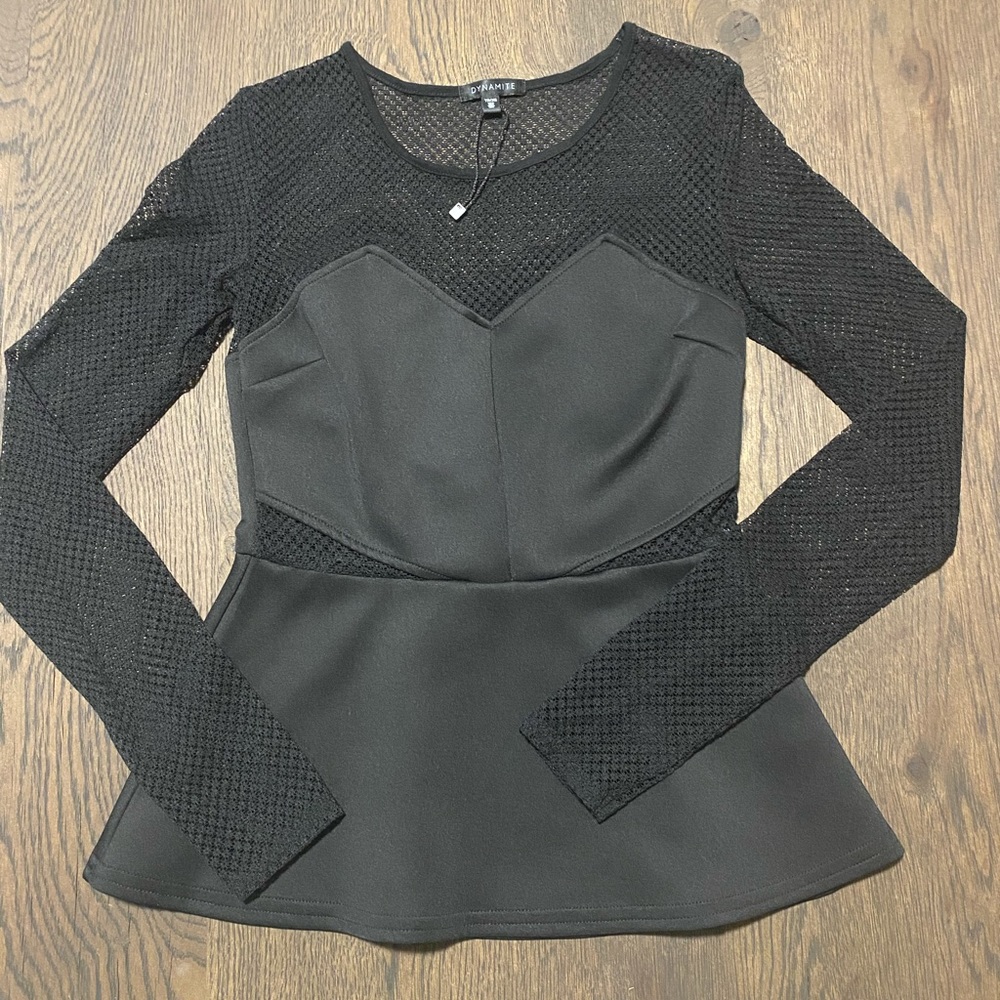 New Dynamite Black Peplum Shirt
